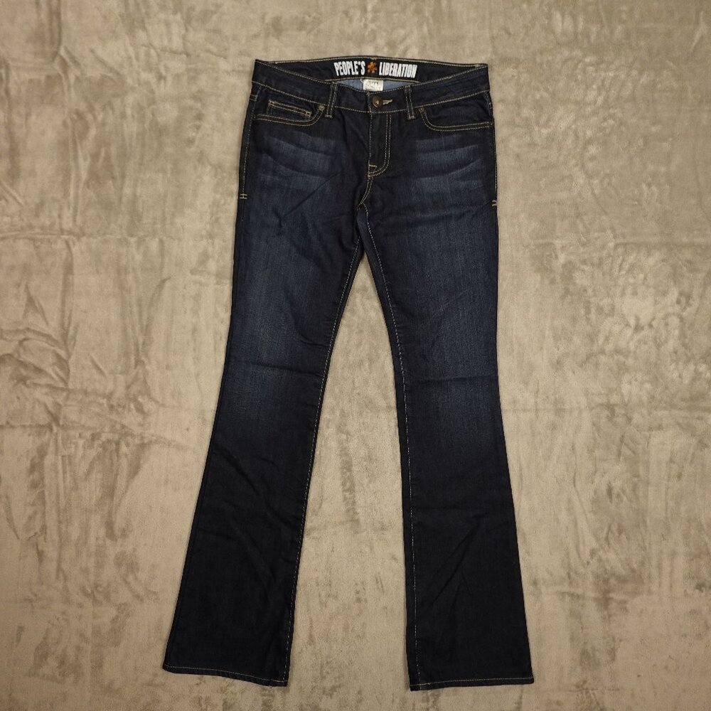 People's Liberation jeans low rise bootcut women's 27 dark‎ wash blue denim